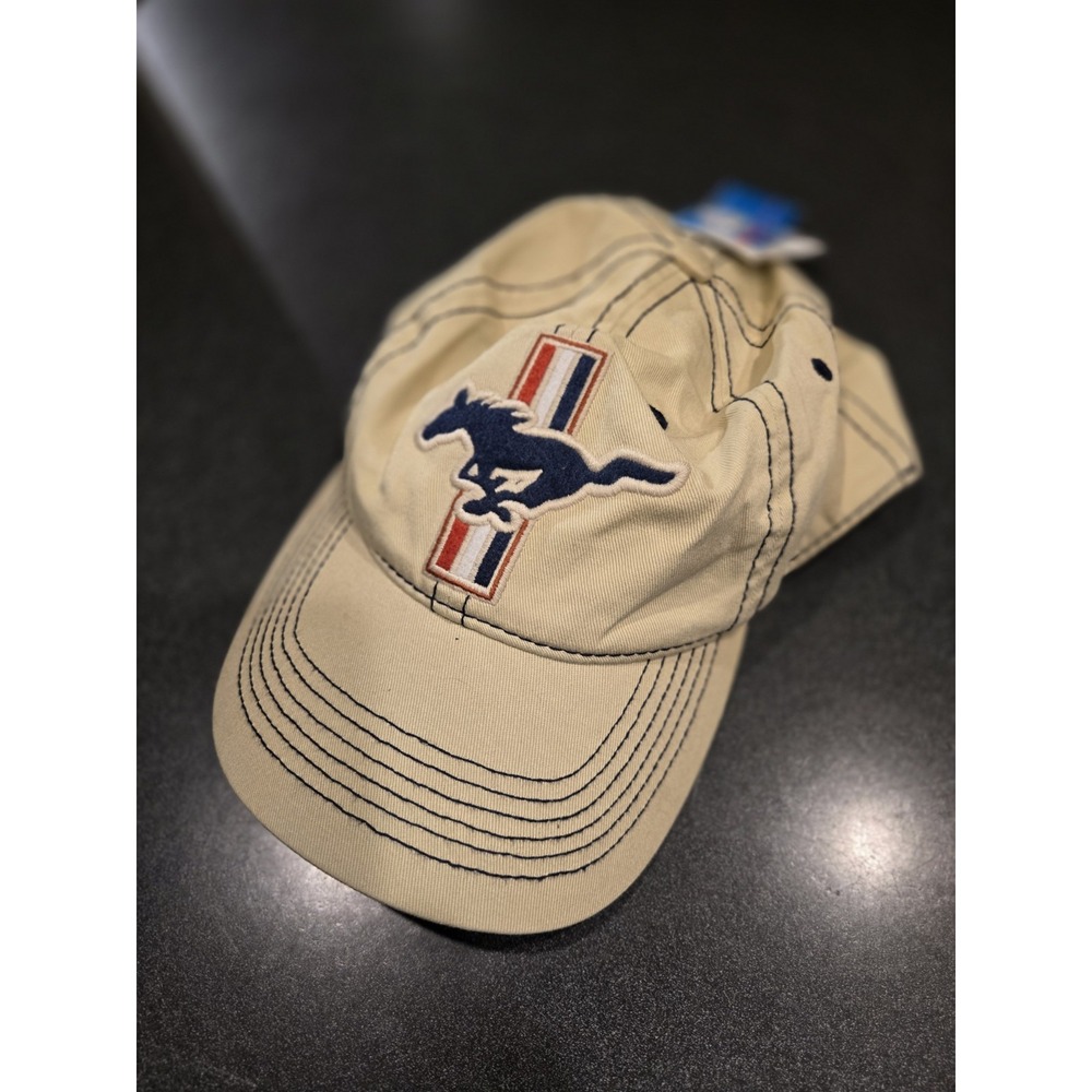 Ford Mustang Running Horse Hat Tan Adjustable Embroidered Logo Cap NWT